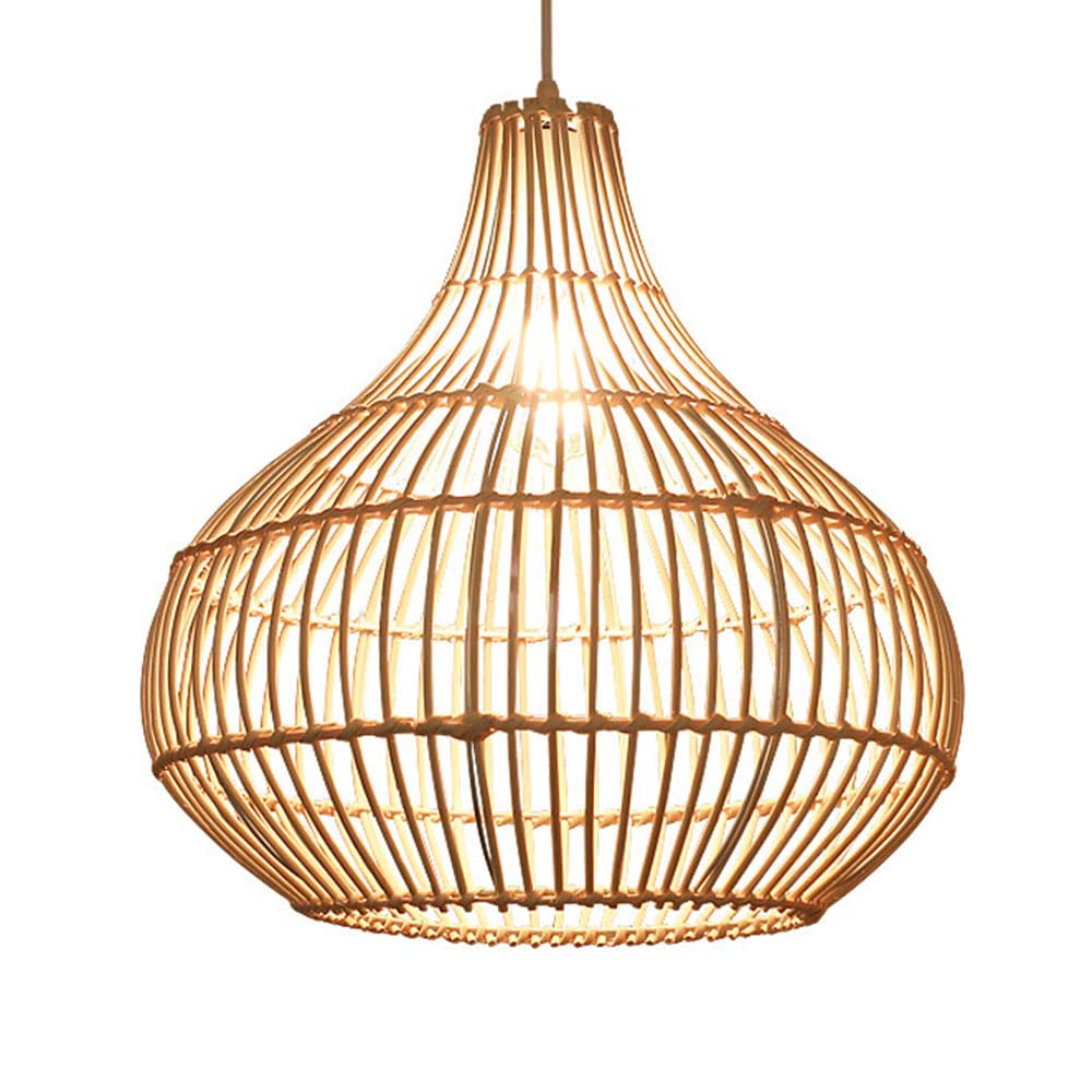 LYMSXAZOU Japanese Rattan Chandelier E27 Weave Hanging Light Tea Room Handmade Pendant Lamp Living Bar Ceiling Chandeliers Home Decoration Lighting Fixture For Bedroom Dining