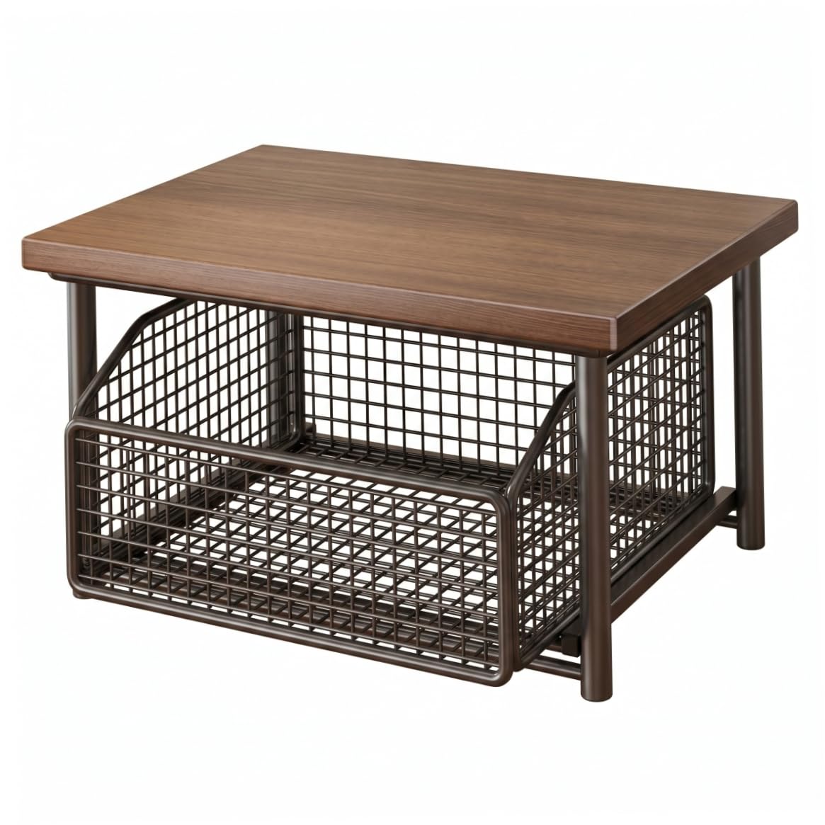 Organizador de estación de café Soporte de café de Metal Resistente con cajón y Bandeja de Madera para Cocina/baño/Bar/Oficina 14, 6 × 9, 8 × 7, 1 Pulgadas