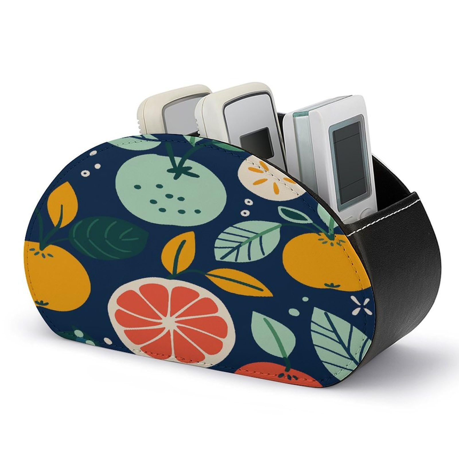 Btcowzrv Style Hand Drawn Fruits Remote Control Holder With 5 Compartments