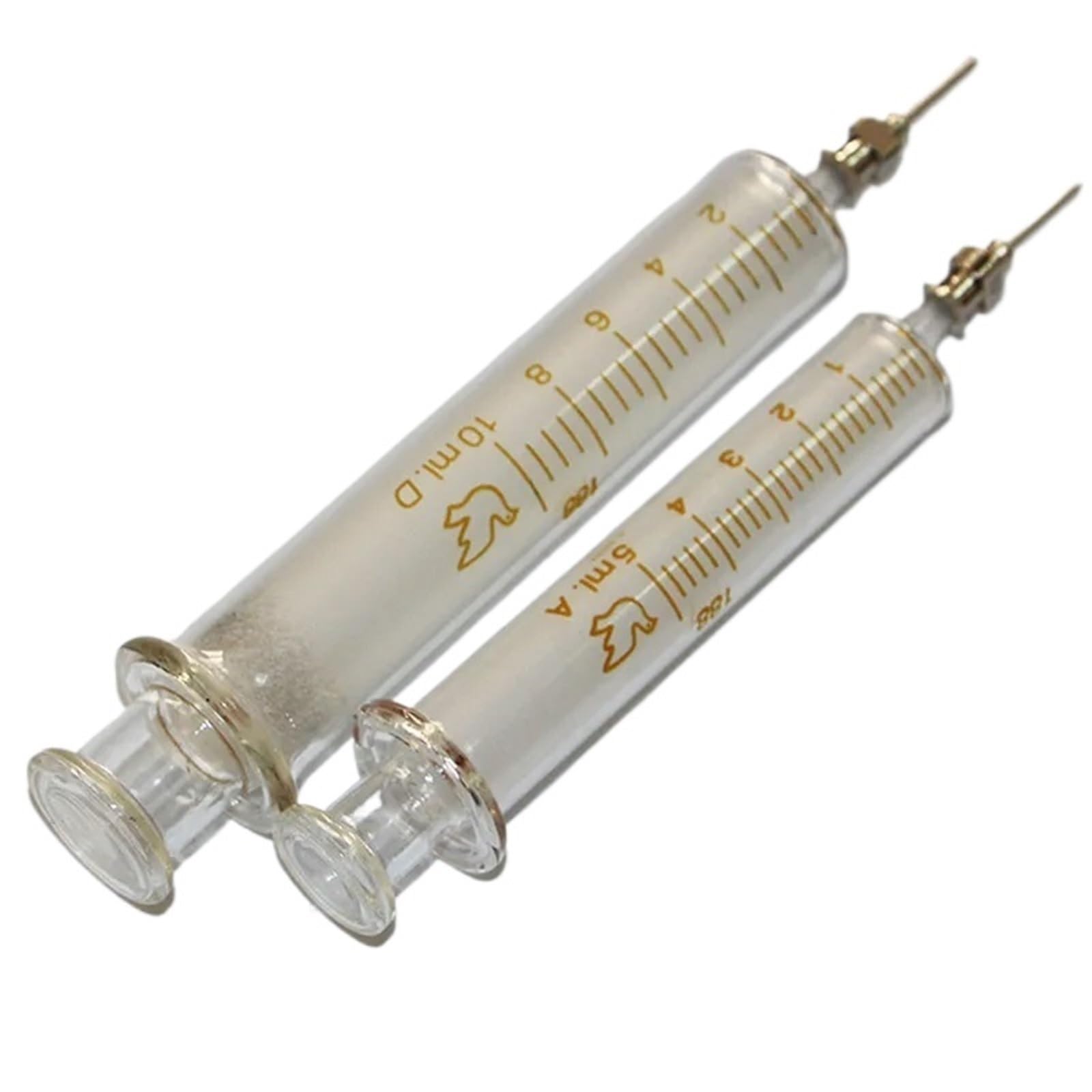 Seringue en verre avec aiguille en métal, 5 ml/10 ml pour réparation de téléphone et huile de soudure (5 ml avec 10 ml)