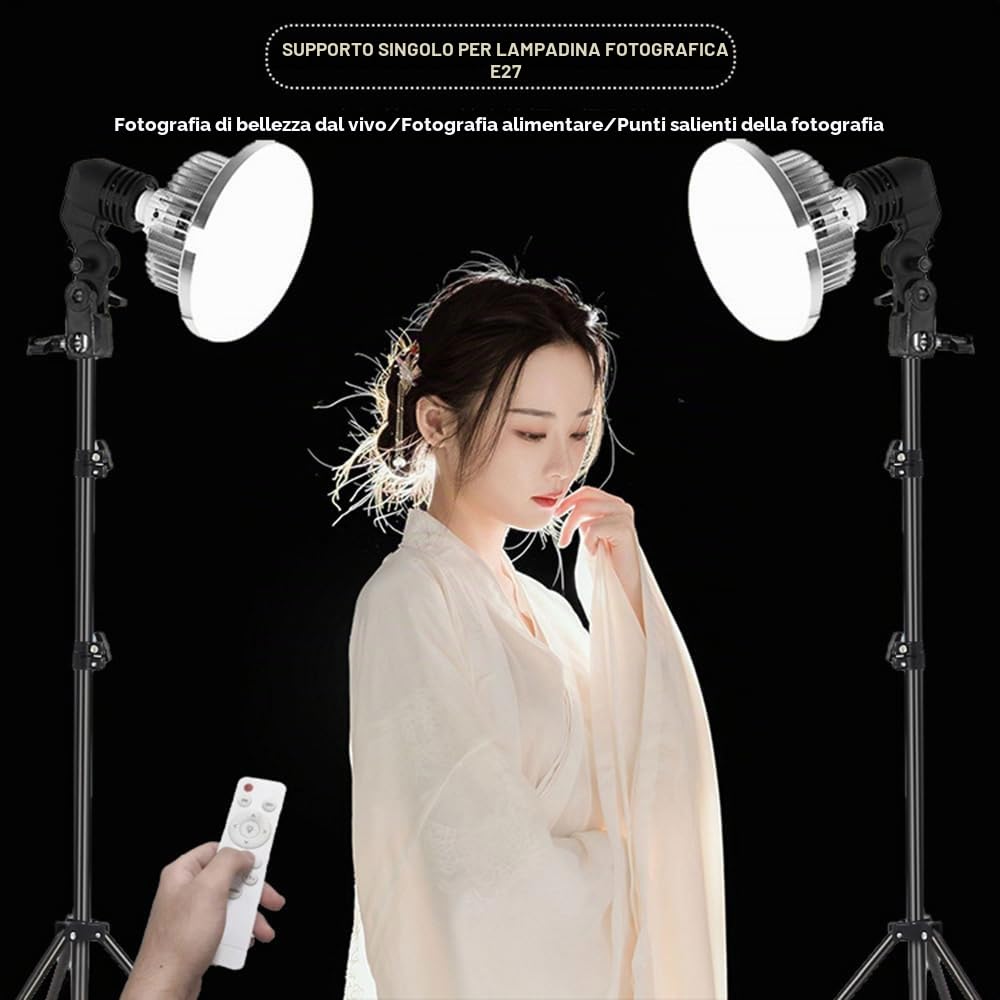 2 X Fotografia Lampada Fotografica Singolo Supporto E27 Attacco Clip Studio EU Spina