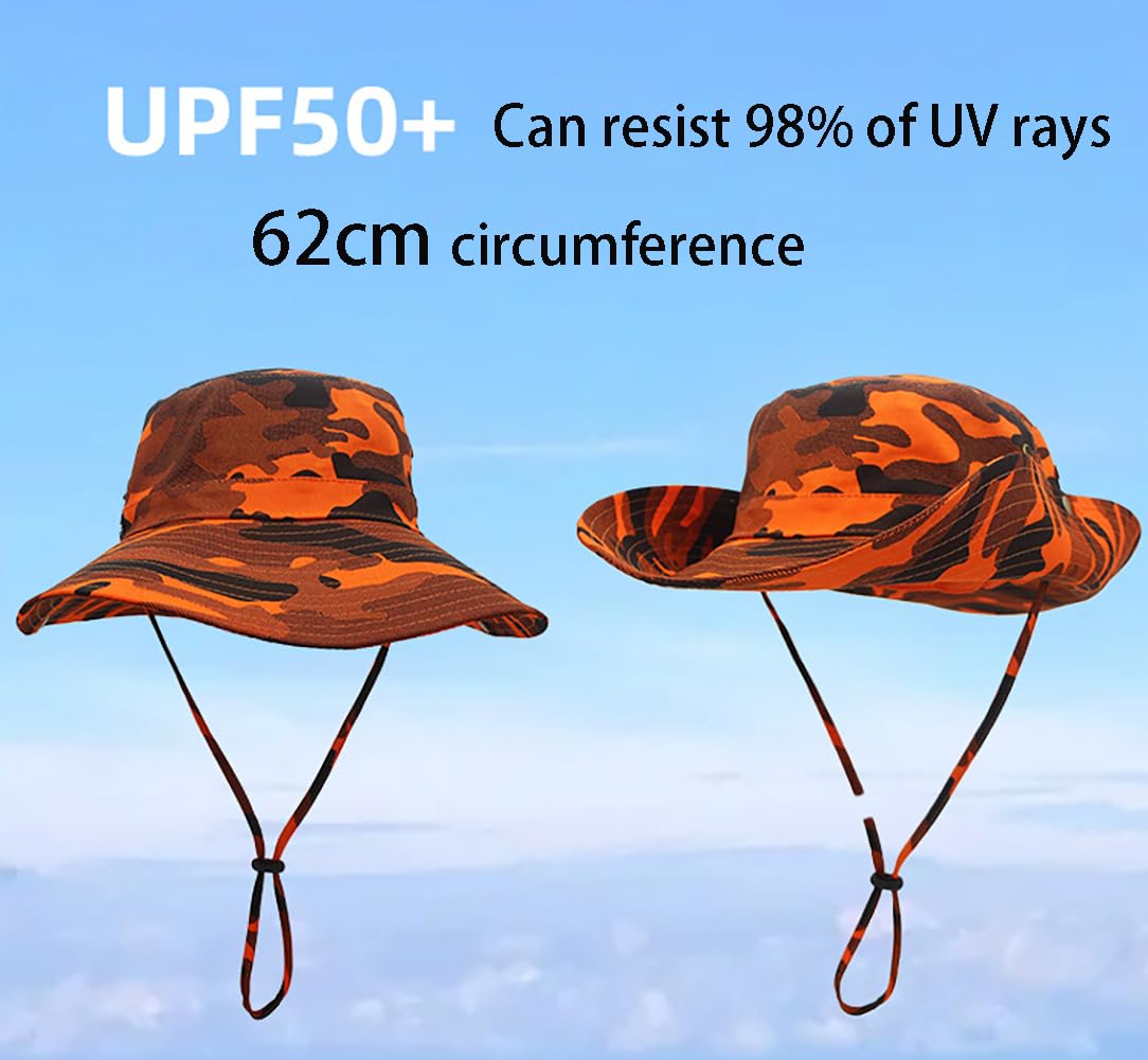 Chapeau De Soleil Camouflage Coton Unisexe - Protection UV UPF50+, Réglable 55-62cm - Randonnée Pêche Outdoor