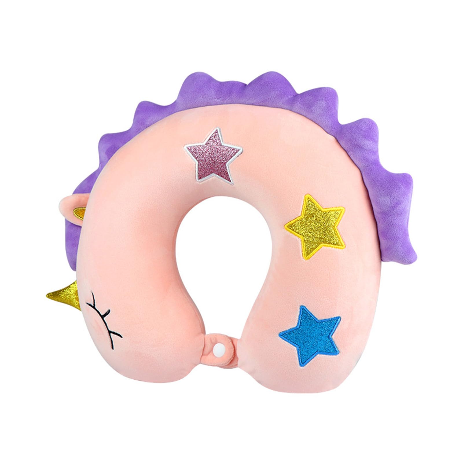 Buxuaaaa Kids Travel Pillow Memory Foam Neck Pillow Cute Animal Pattern Portable Travel Soft Cover