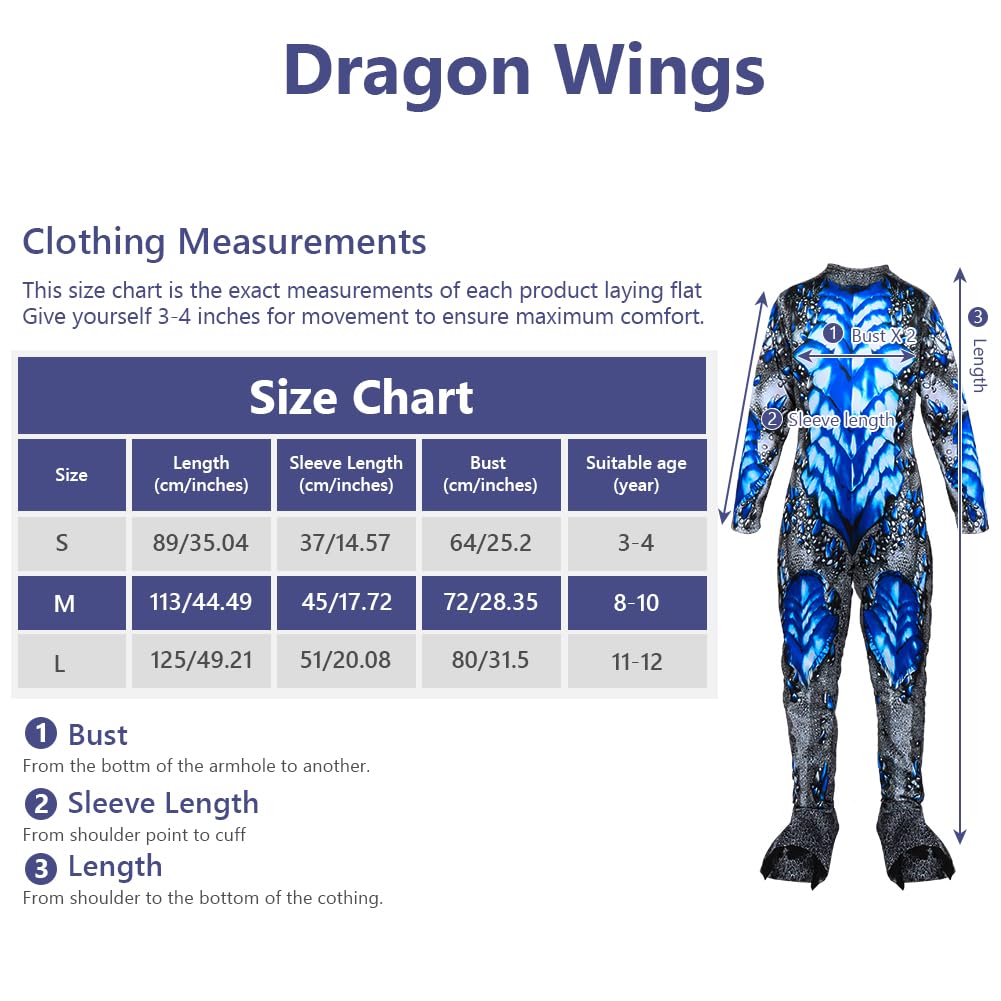 AYBUY Costume da Drago per Bambini, Tutina da Drago per Ragazzi Ragazze con Ali Maschera Guanti e Ala Posteriore, Costume Dragon Onesies Bambini per Carnevale Halloween Cosplay