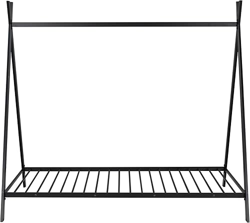 Miniatura 4 de Cama de casa individual para niños tienda de campaña de casa marco de cama de tamaño individual cama de metal con listones para niños y niñas no