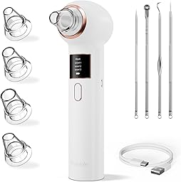 Aspirateur Point Noir Visage Extracteur de Point Noir et Tire Comédon pour Nez Appareil Anti Point Noir Nettoyage des Pores Blackhead Remover Rechargeable 5 Sondes 4 Modes