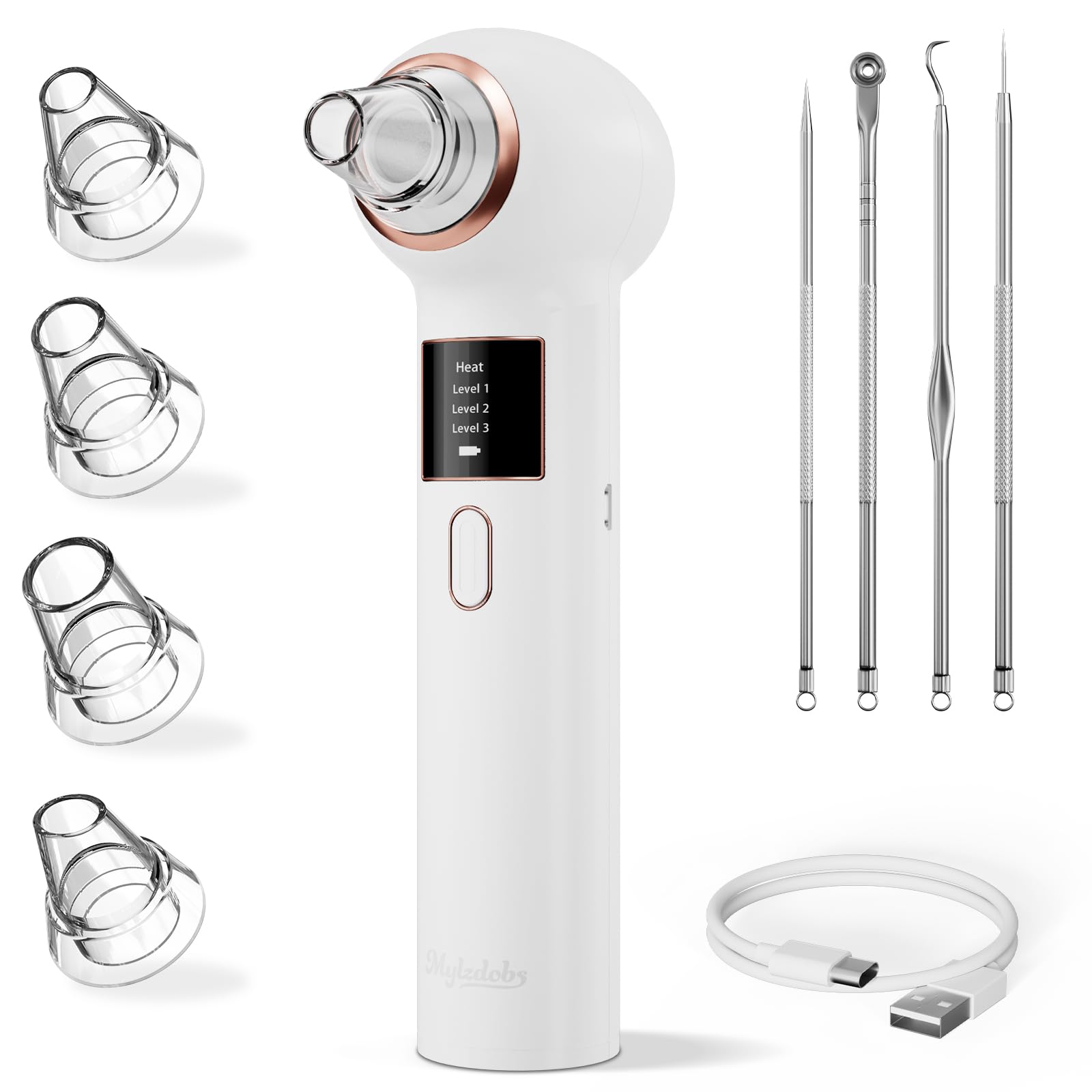 Aspirateur Point Noir Visage Extracteur de Point Noir et Tire Comédon pour Nez Appareil Anti Point Noir Nettoyage des Pores Blackhead Remover Rechargeable 5 Sondes 4 Modes