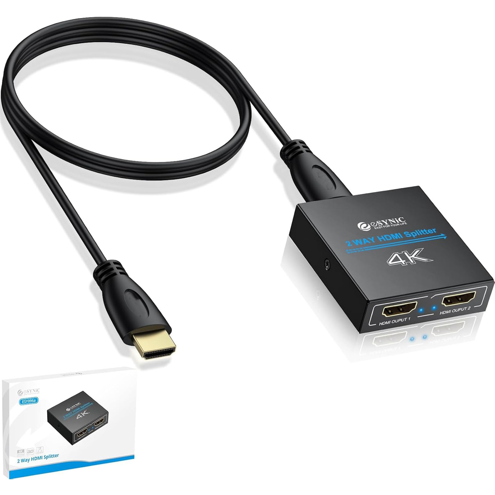 Amazon.com: eSynic 4K@30Hz HDMI Splitter 1x2-1 in 2 Out HDMI