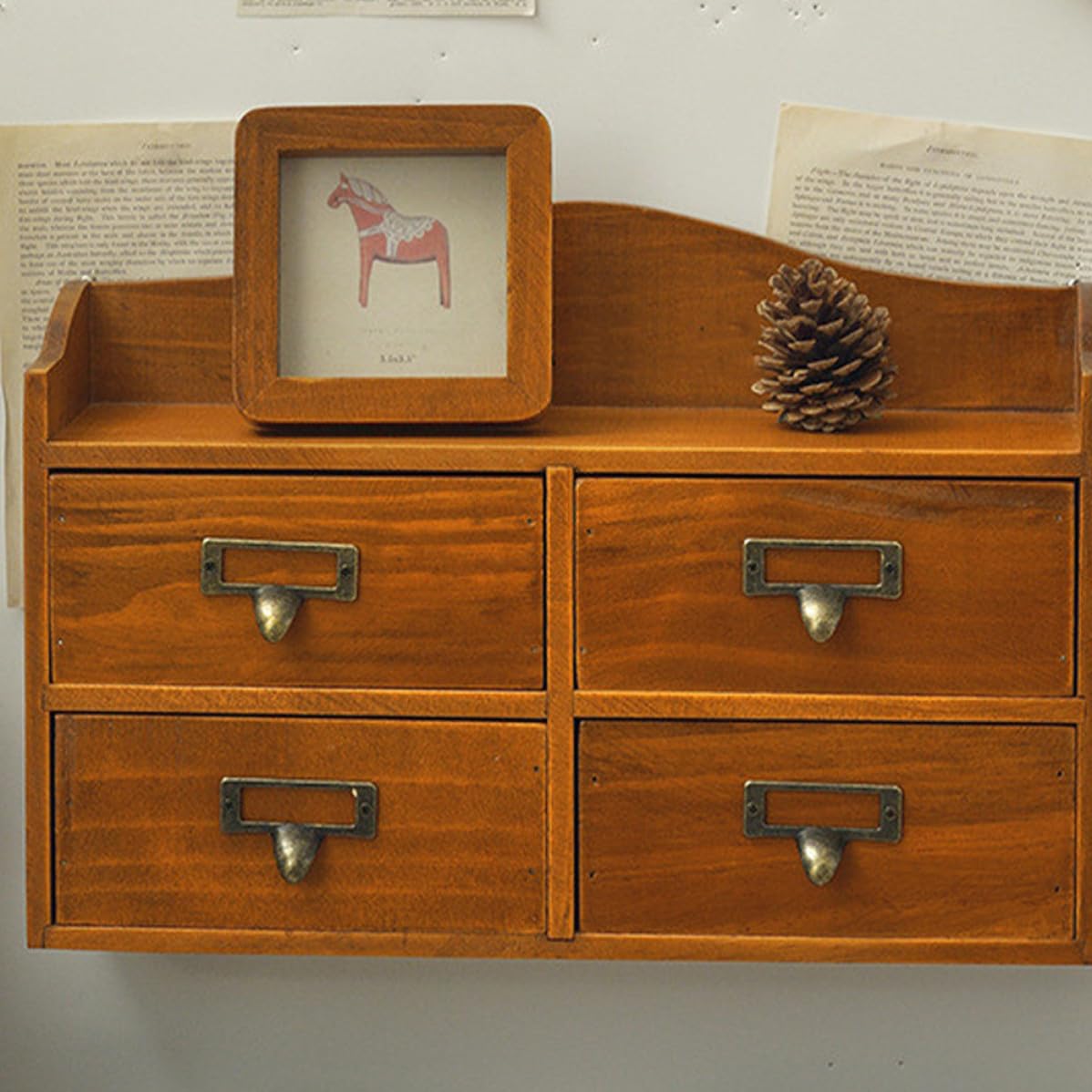 Holz Schmuckorganizer mit Schublade im Retro Stil für Kosmetik