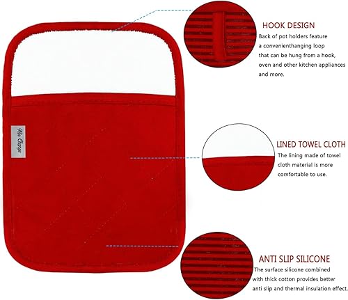 Miniatura 2 de Win Change Juego de soportes para ollas de silicona para cocina, resistentes al calor, manoplas de horno de gran tamaño con bolsillos, agarraderas