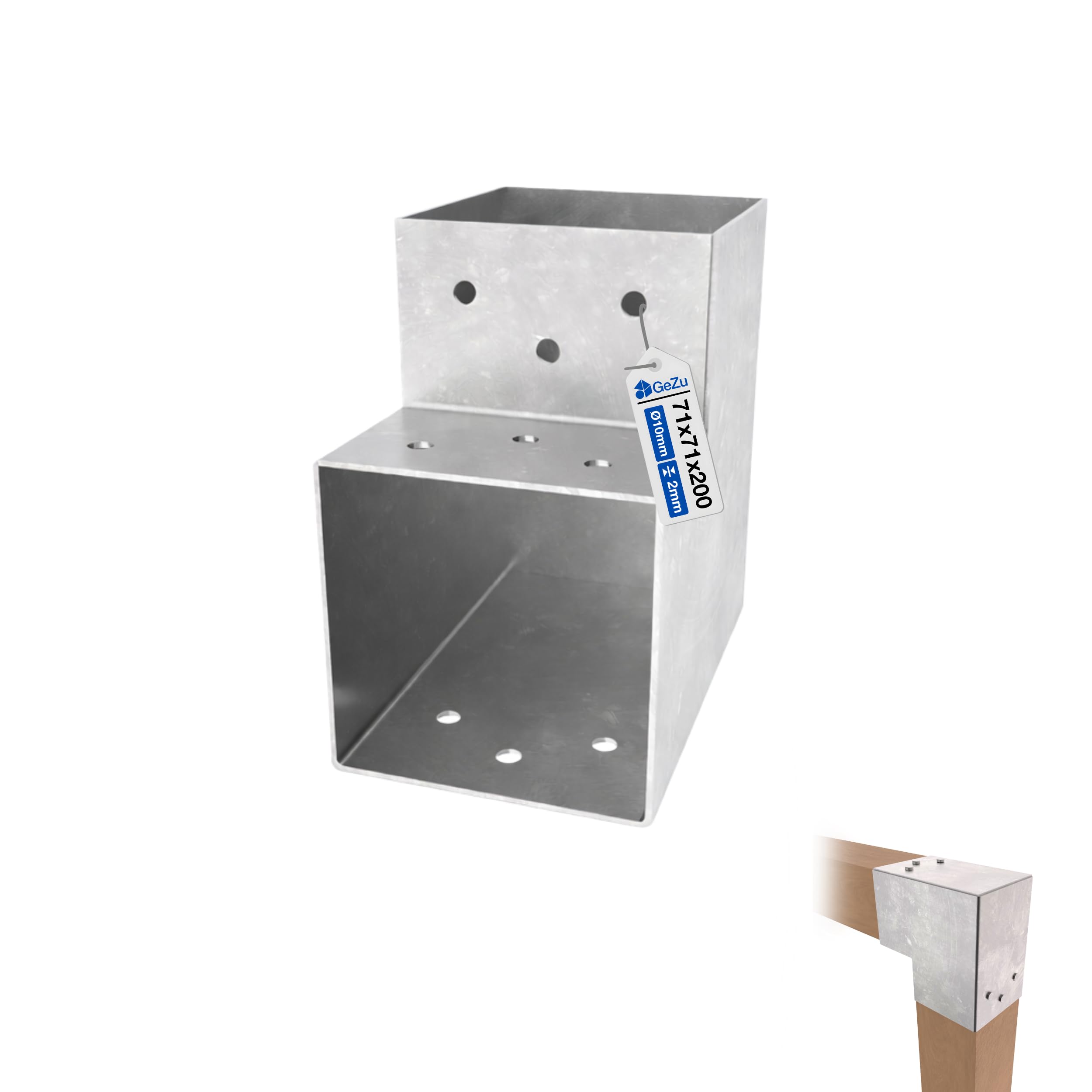 GeZu Impex Post Connector 71 x 71 mm Hot Dip Galvanised pergola Corner Pavilion Bracket