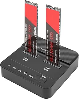 NVMe M.2 20Gbps USB 3.2 Gen 2x2 SSD Enclosure Dual Bay Hard Drive Docking Station with Offline Cloning, NVMe M.2 SSD Adapter Docking Station Toolless for M Key/B SSD