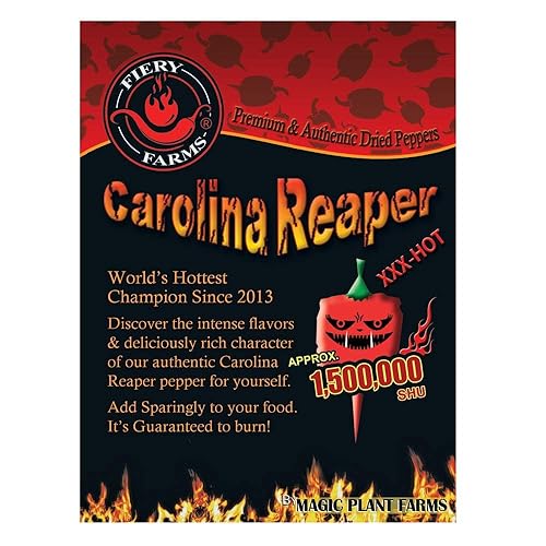 Miniatura 4 de Fiery Farms - Cápsulas enteras de pimienta roja extremadamente picante Carolina Reaper  XXX Heat Complex sabor dulce afrutado  Cápsulas de chile