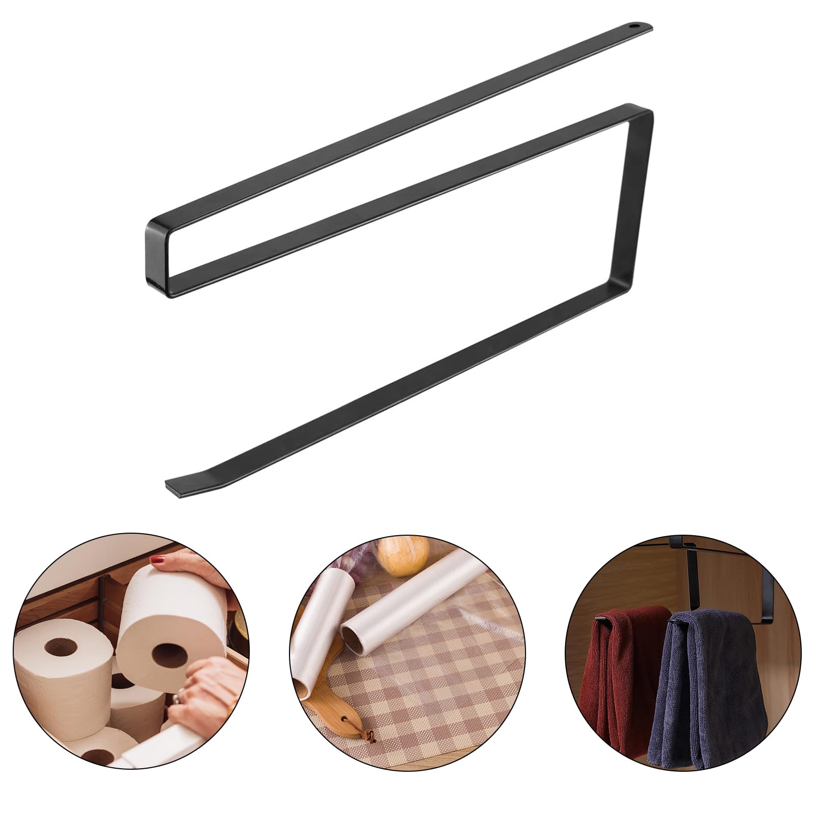 2 Supports Muraux Pour Rouleau Essuie-tout – Installation Sans Perçage, Fer Blanc – Pour Cuisine, Salle De Bain - 3