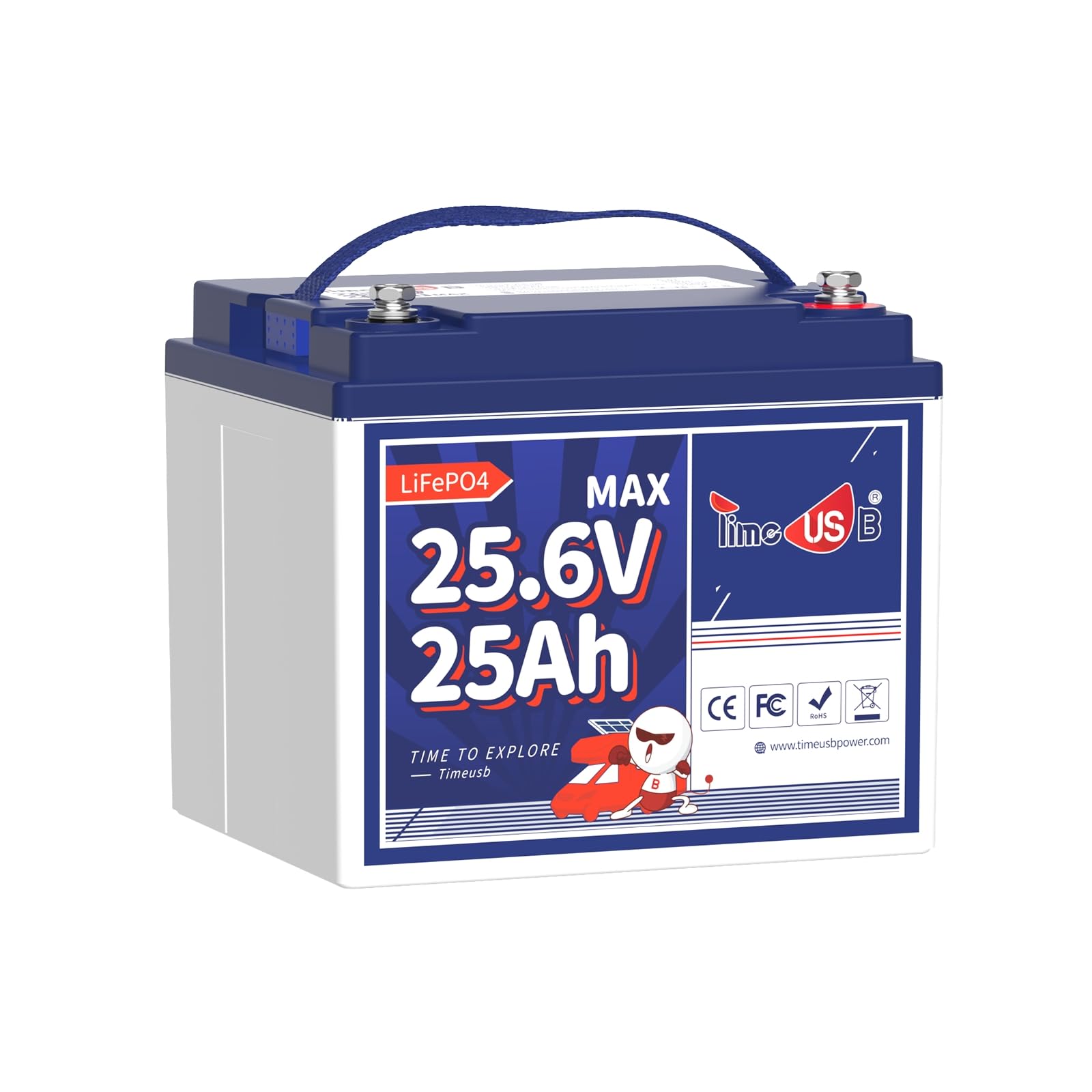 Timeusb Batteria Litio 24V 25Ah Batteria LiFePO4 con Protezione BMS,4000+Cicli Profondi e 10 Anni di Vita,Batteria al Litio Ricaricabile 640Wh per Sedia a Rotelle Elettrica,Scooter Elettrico,Tosaerba