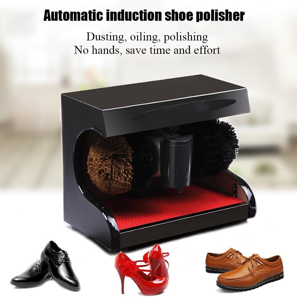 Polishing Shoes Machine,Automatic Shoe Polishing Machine, Commercial Shoe Shine Polisher, Automatic Induction Function, Double Combination Brush, for Hotel Entrance Hall Lobby