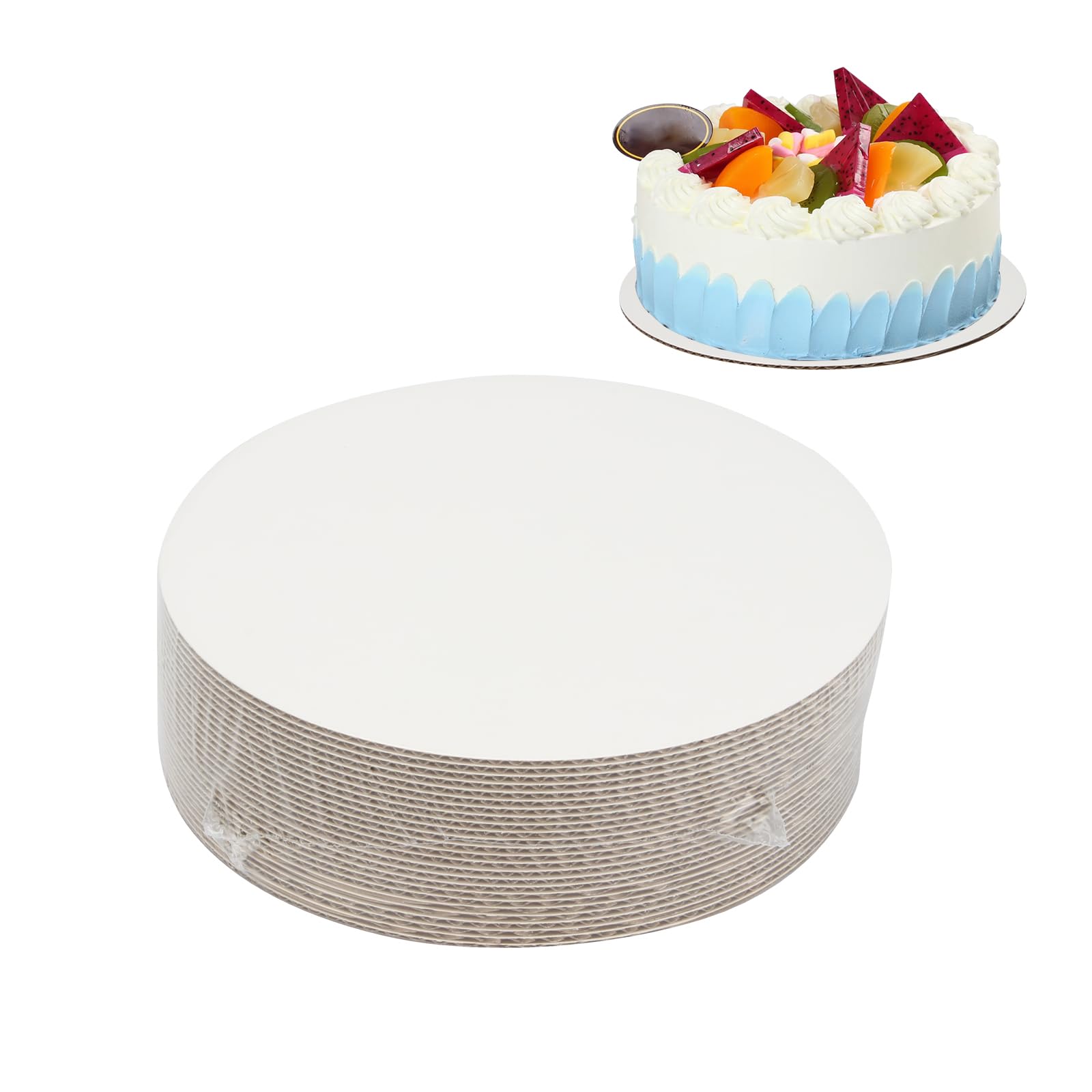 Tabla redonda blanca de 10 pulgadas, bandeja desechable para tartas, base circular para tartas, placa de pizza, suministros para pasteles, accesorios para postres y pasteles, paquete de 25 (10