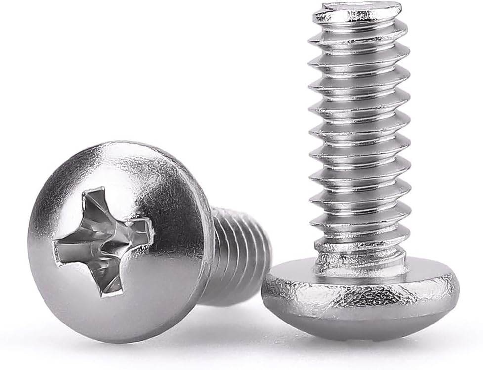#6-32 x 1/2" Pan Head Machine Screw, Phillips Drive, 304 Stainless Steel 18-8, Bright Finish, Fully Machine Thread, 100 Pcs