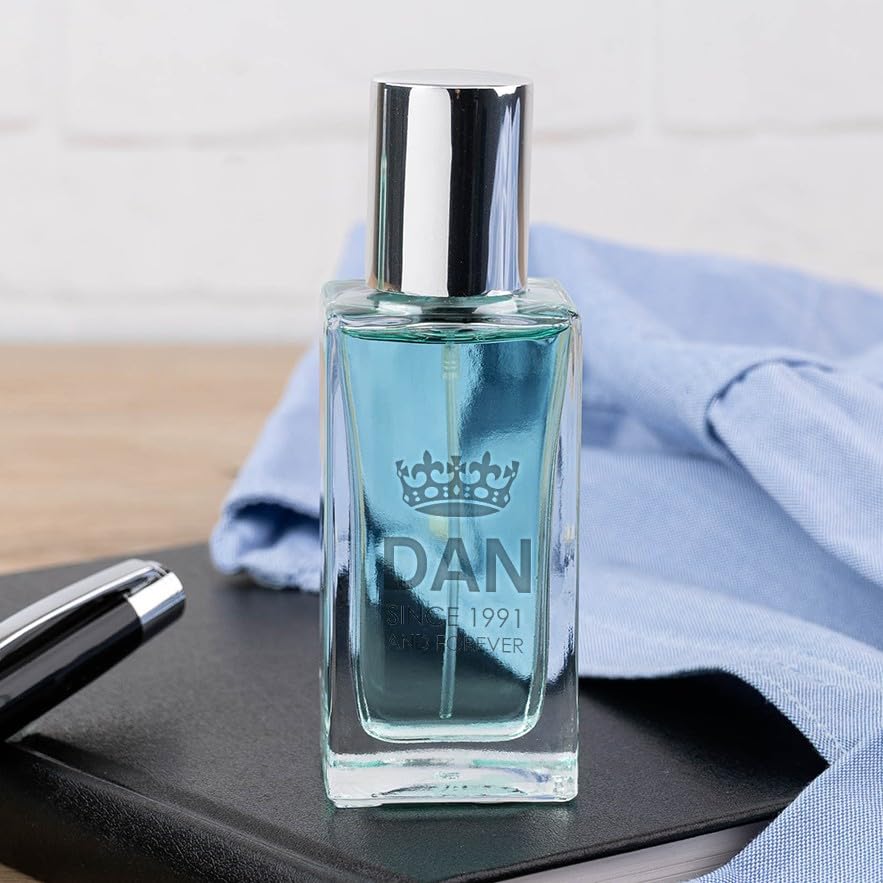 Wanapix | Perfume Personalizado para Hombre| Personalizado con Nombre y Texto | Floral Frutal Gourmand | Cristal Grabado. 100 ml | Regalo Original | Corona