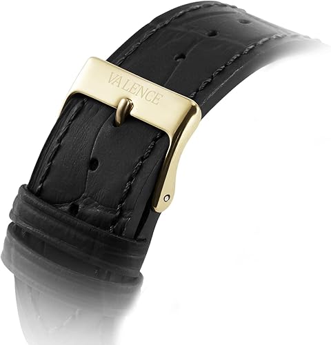 Miniatura 3 de Valence Women's Vintage Square Quartz Watch - 33mm Gold Case, Brown Genuine Leather Strap, 30M Waterproof, Day & Date Window,Gift for Lady