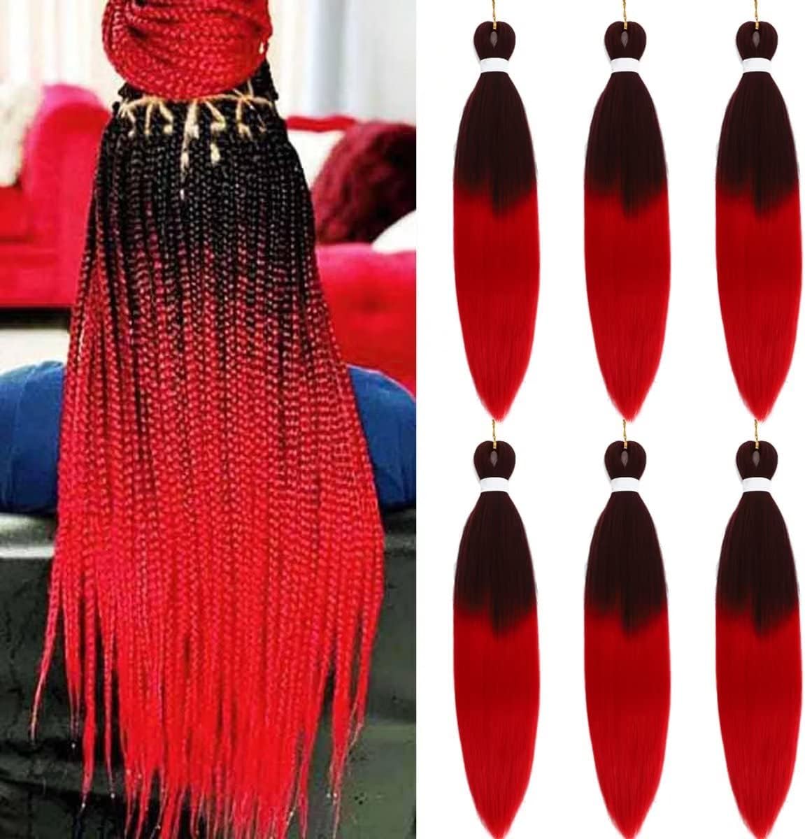 Black to red ombre hair extensions Clearance