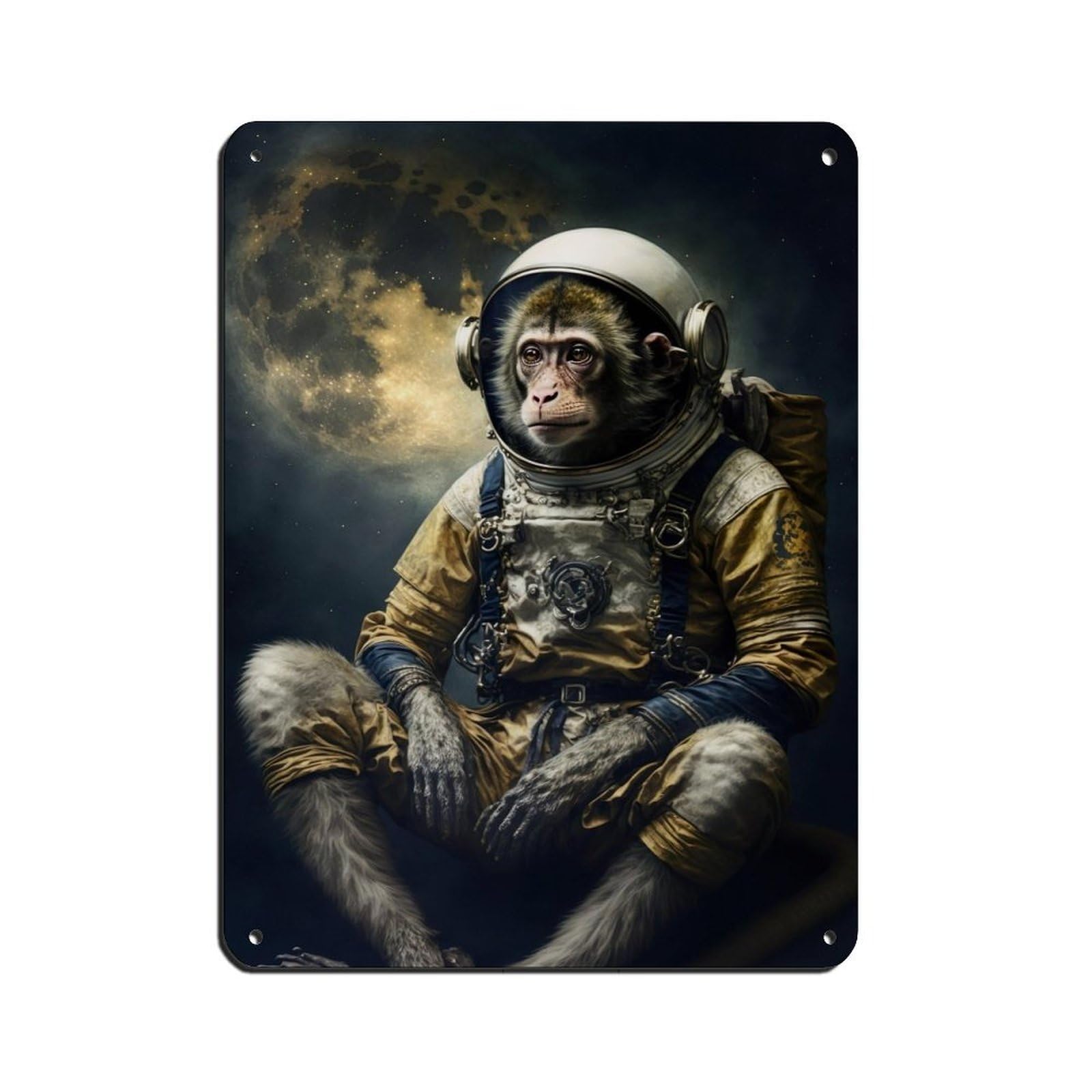 Monkey in A Spacesuit, Animal Retro Poster Metal Tin Sign Chic Art Retro Iron Painting Bar People Cave Cafe Family Garage Poster Wall Decoration 12x16inch(30x40cm)