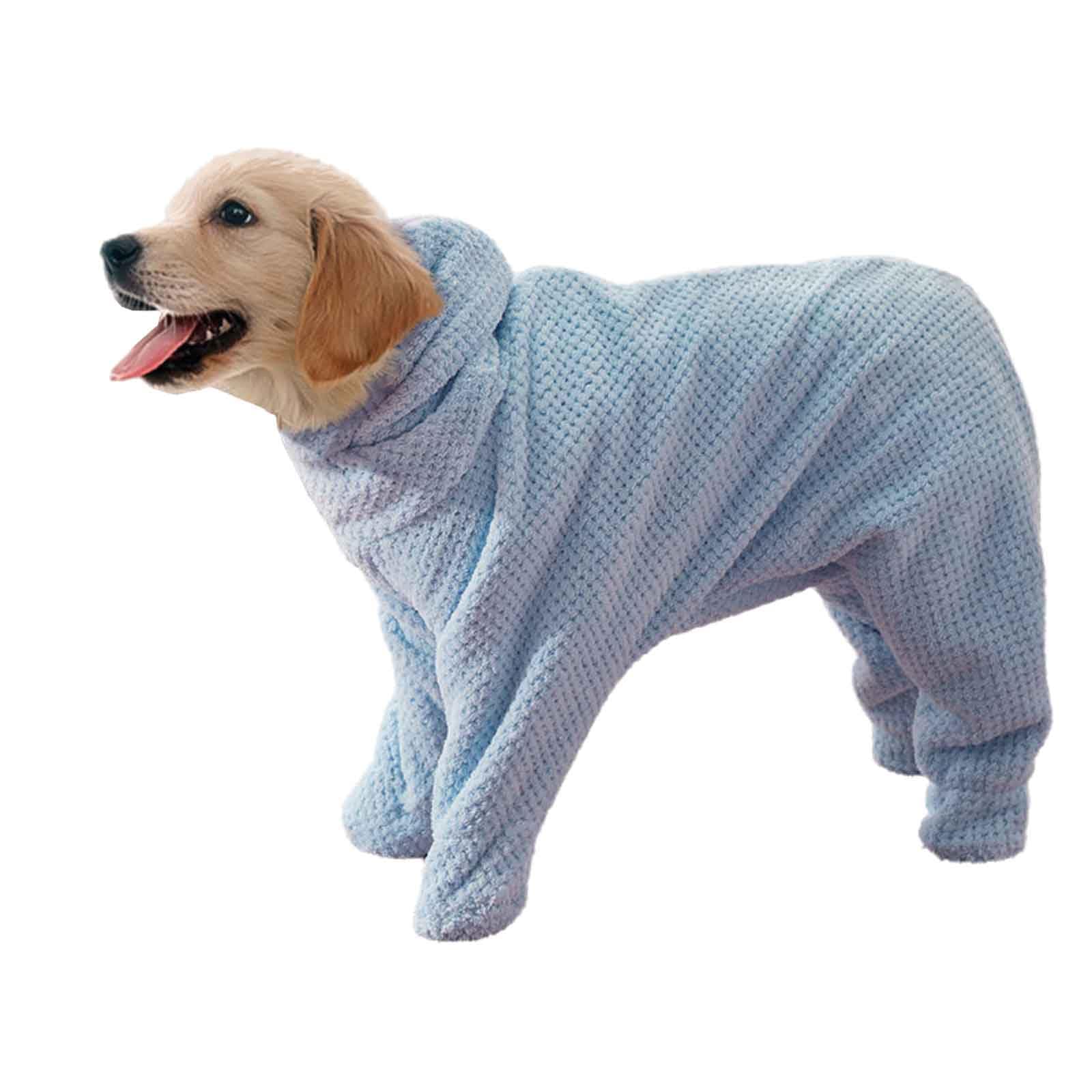 Serviette pour Chien Super Absorbante Serviette Chien Grande Taille Séchage Rapide Microfibre Peignoir pour Animaux avec Pieds Chat Doux Et Épais (Blue,XXL)