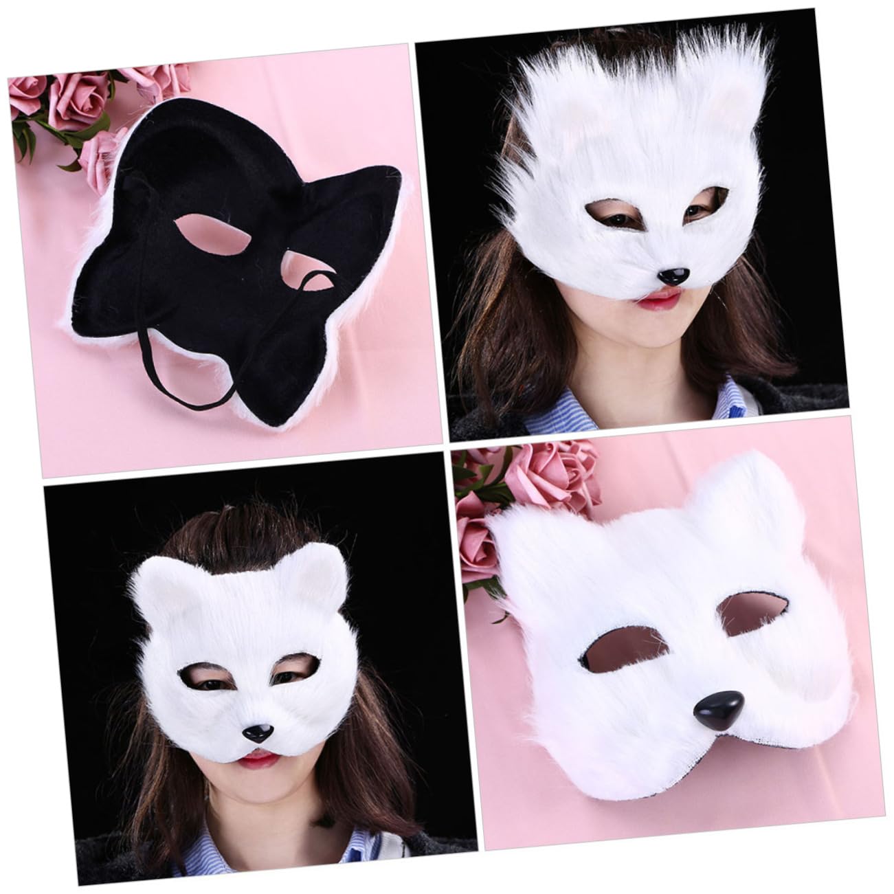 Hemoton Fox Mask Lint Material Lightweight Half Face Japanese Masquerade Mask for Diy Decorative