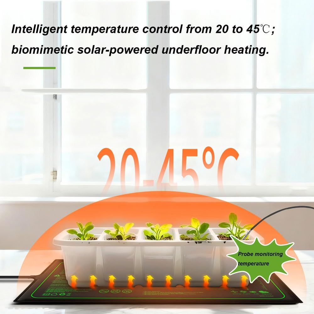 Tapis Chauffant pour semis d'intérieur, Tapis de Germination hydroponique pour serres, Semis d'hiver et Jardinage Domestique(20 * 10in (Two-Pack))