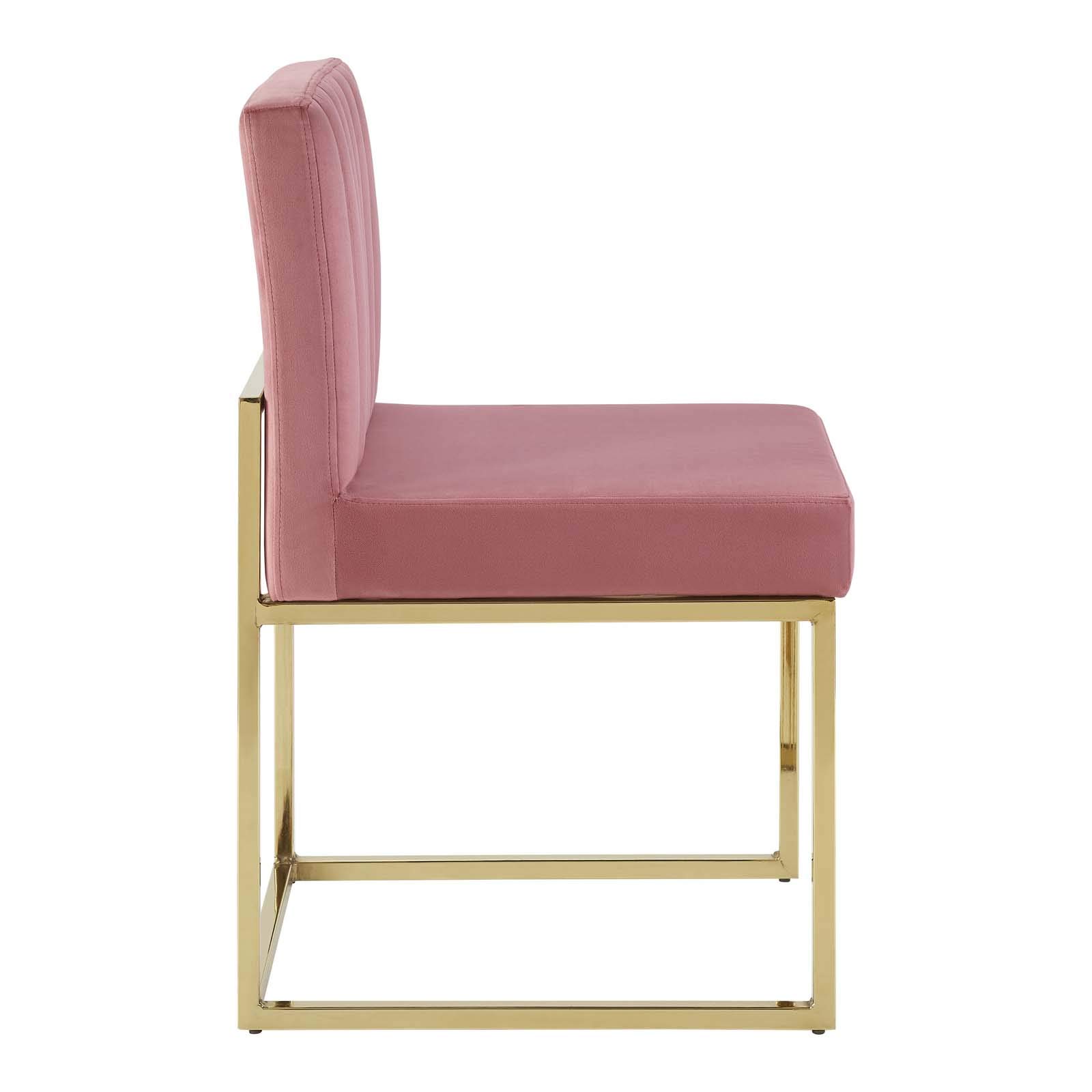 Carriage - Juego de 2 sillas de comedor de terciopelo de alto rendimiento, color dorado rosa polvoriento 4