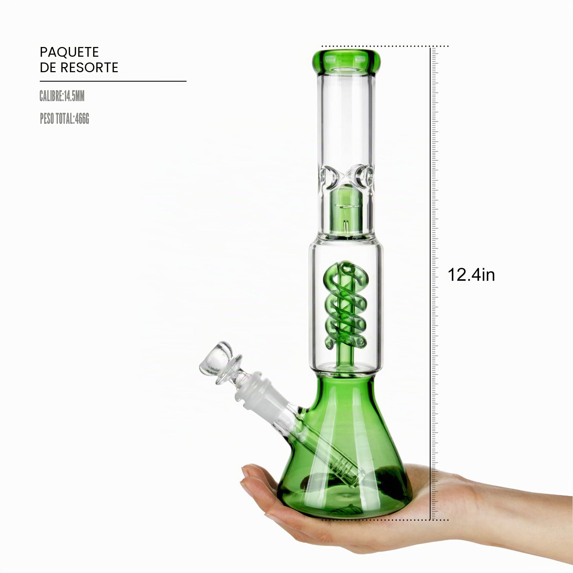 REANICE Bong de vidrio verde 14,5 mm Altura 31,5 cm Tubos rectos Rama de panal Bongs baratos Plataformas petroleras de agua 466 ml