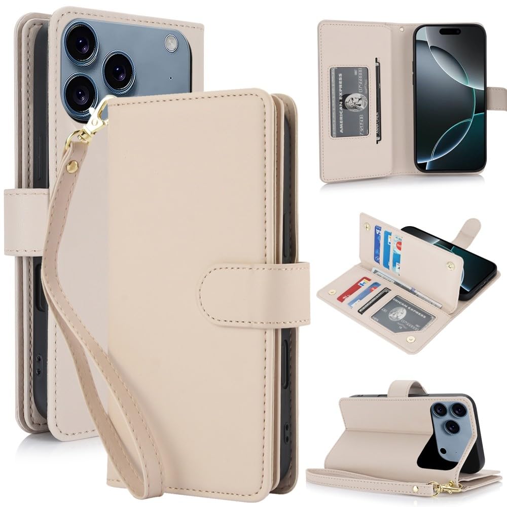 Étui iPhone 16e abricot : portefeuille en cuir avec blocage RFID - 8