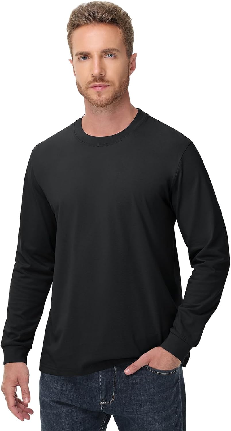 Men's Oversized Vintage Long Sleeve T-Shirts Acid Wash Soft Comfort Fit Crewneck Sweatshirt - Image 3