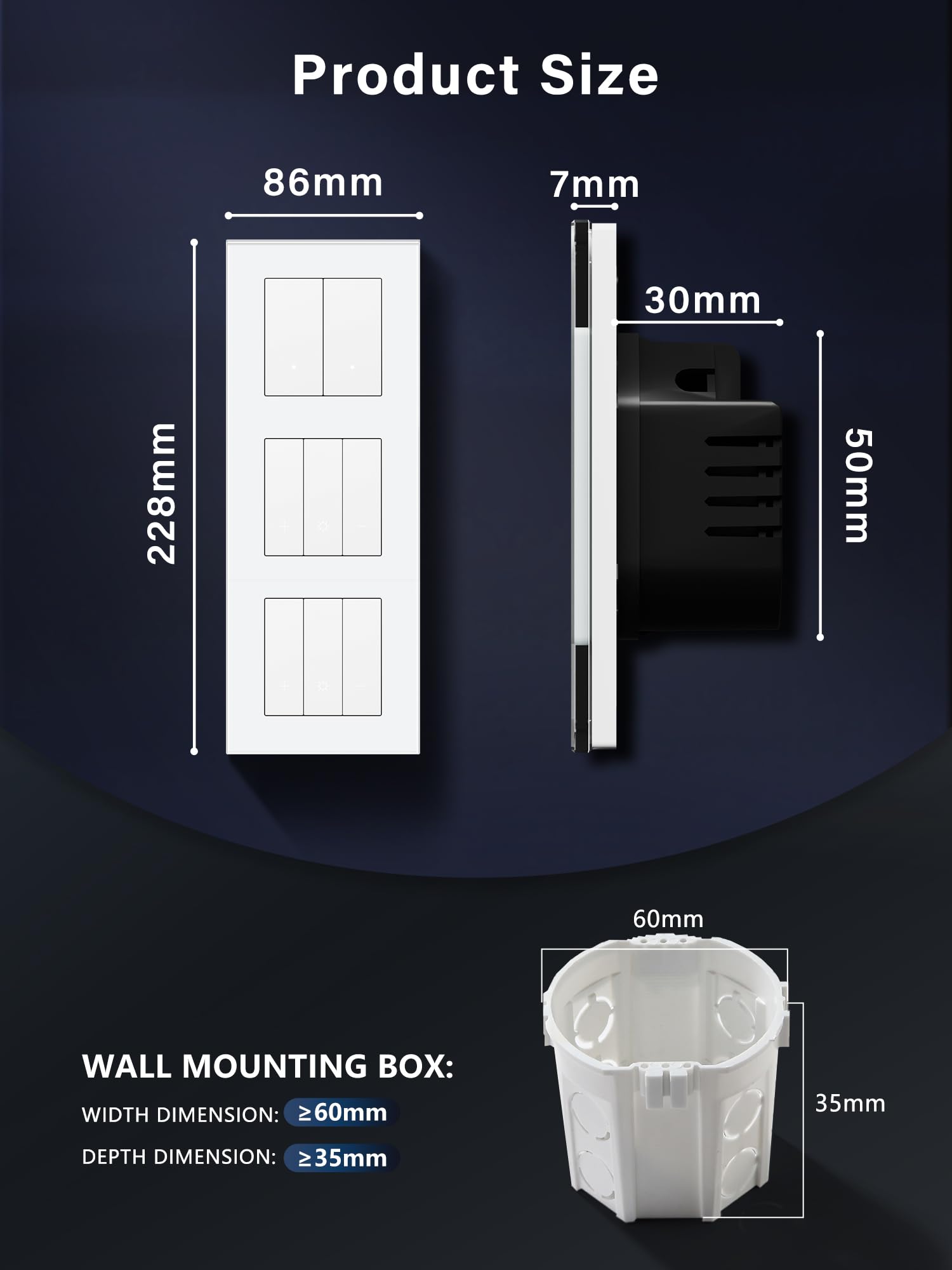 Inteligente Interruptor Regulador de Pared WiFi con Marco de Cristal, Interruptor Regulador *2 + 2 interruptor de luz*1, Compatible con Alexa, Google Home, Blanco