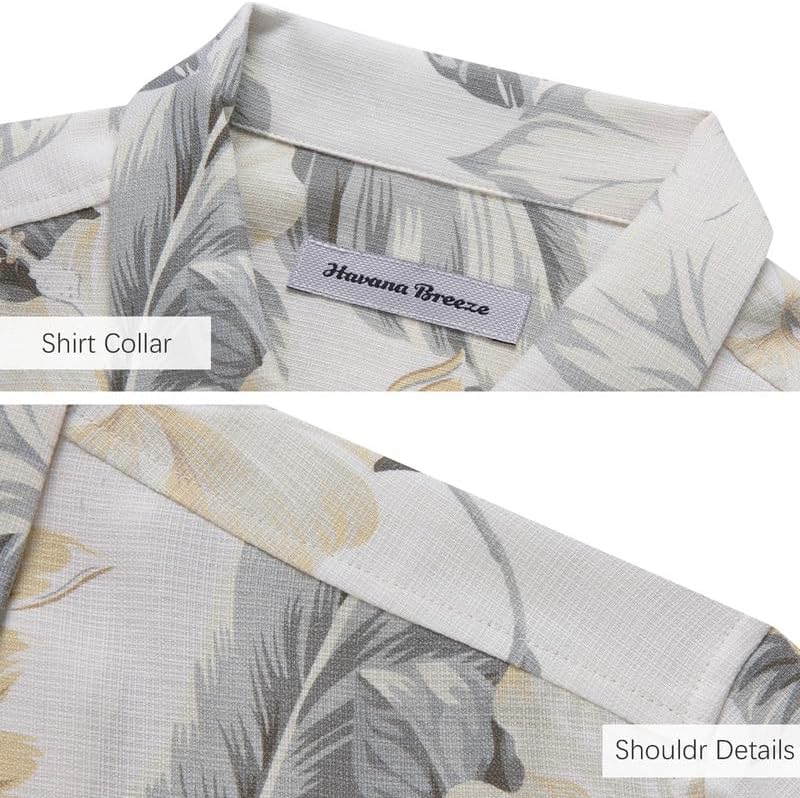 Men's Hawaiian Shirts Silk and Cotton Blend Button Down Short Sleeve Tropical Print Camp Shirts - Image 2