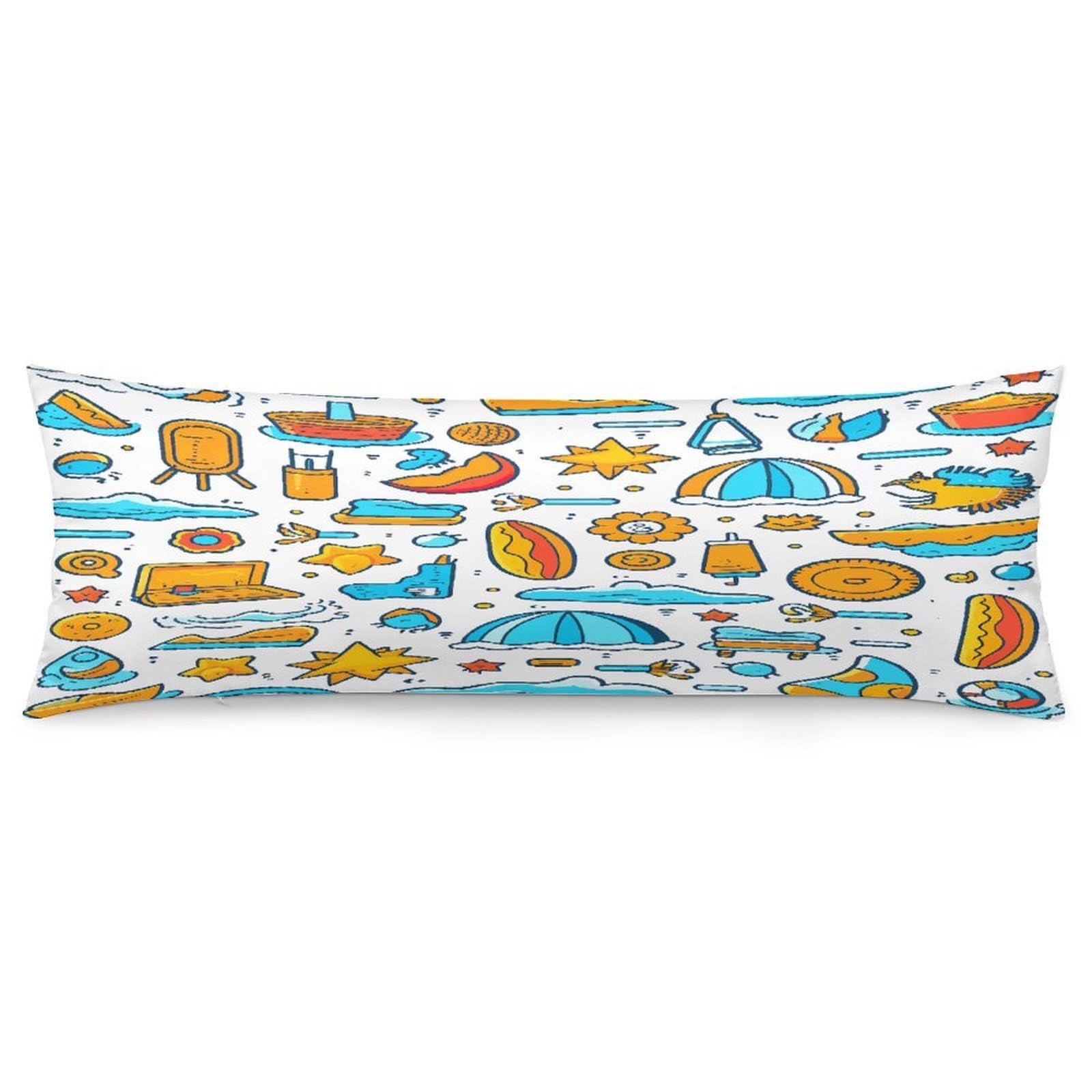 Beach Themed Graphics Body Pillow Cover Soft Full Long Pillow Cover Decorative Large Pillow Case Cozy Body Pillow Pillowcase Pillow Shams for Bed Sofa Couch Room Decor 18.9 X 53 Inch