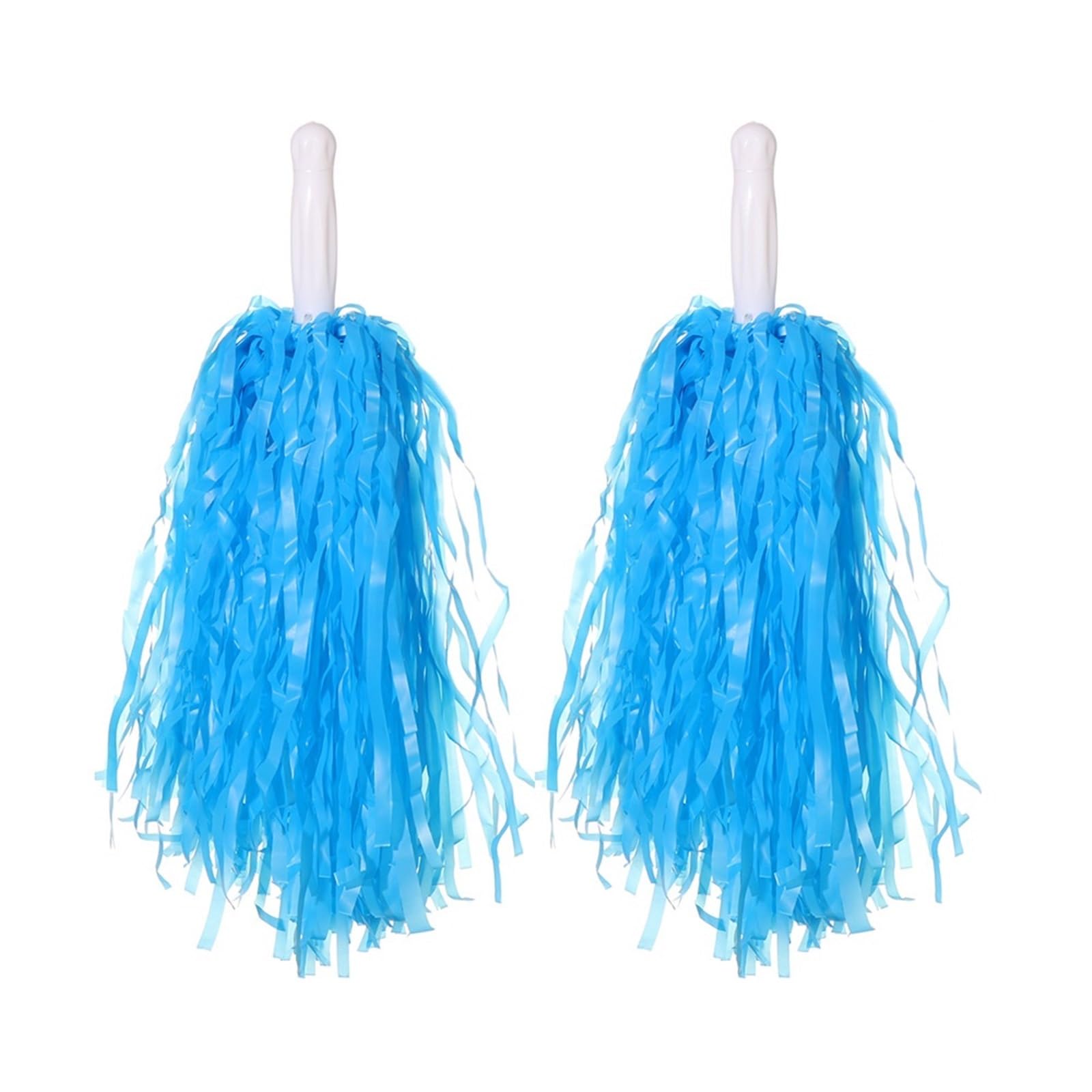 Cheerleader Pom Poms 1Pair Plastic Cheerleader Pompoms Girl Cheer Refueling Props Cheerleading Handle/Double Hole Game Cheering Ball(Handle Blue)