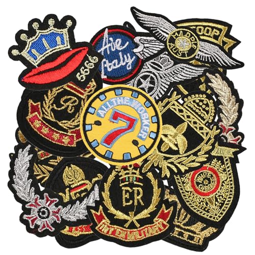 Nicime 16pcs Badge Iron/Sew on Patches, Cool Retro