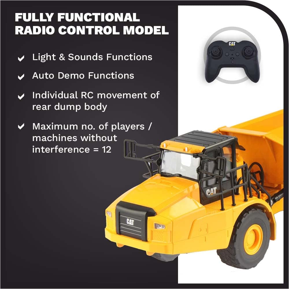 Diecast Masters 1:24 Scale Radio Control Caterpillar 745 Articulated Truck - 25004 - Fully functioning with Sound & Light Functions - Dump Bed and Wheel Movements - Radio Control Series
