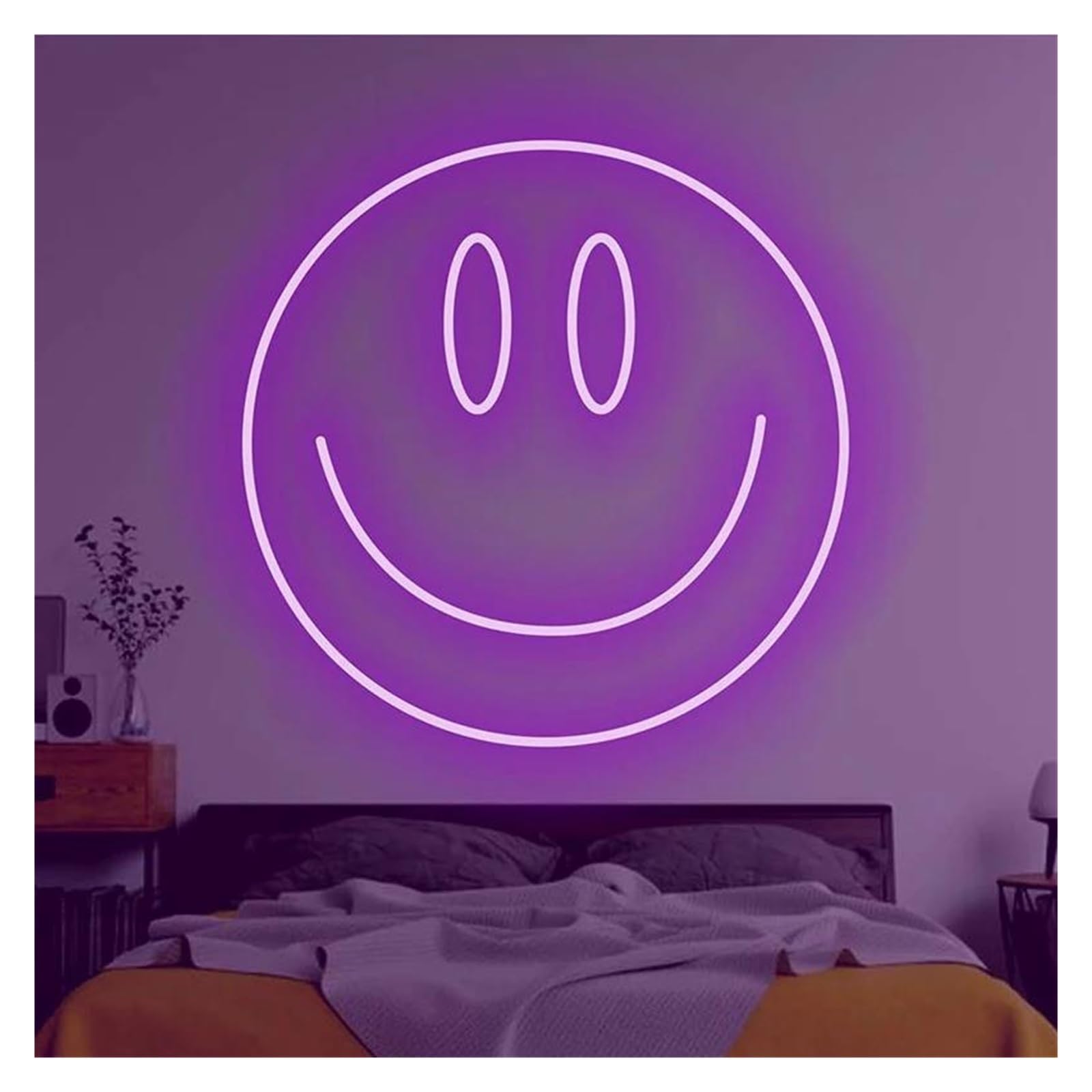 Lemst D Signs Lamp Smile Roun Face Neon Signs Usb Powere Adjustable Brightness Face Neon Lights, Suitable For Room Party Ecor 25Cmx25cm(D)