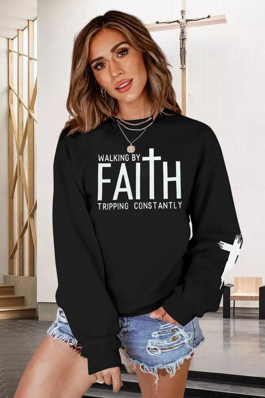 SFHFY Christian Sweatshirt Women: Jesus Sweatshirts Religious Faith Shirt Inspirational Bible Verse Pullover Tops - Image 3