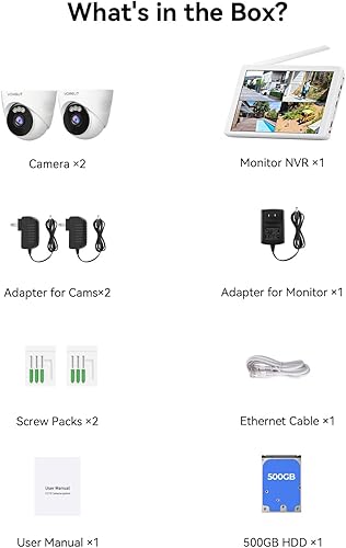 Miniatura 8 de Sistema de cámara de seguridad inalámbrica con monitor de 10 pulgadas, 2 cámaras WiFi domo de 3 MP para exteriores, NVR de vigilancia de 10 canales
