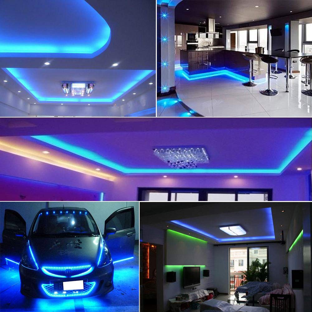 Ruban LED SMD 2835, 12 V DC1200, 3 pieds, 26 000 lm, étanche IP65, 3 fois plus lumineux que la bande LED SMD3528, bleu