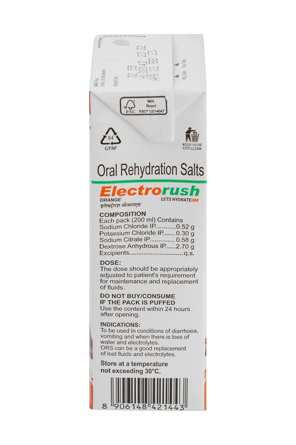 Electrorush Orange ORS Ready-to-Drink 200ml (Pack of 30) | Electrolyte Beverage | Hydration & Rehydration Drink with Sodium, Potassium & Dextrose | Orange Flavour | No Caffeine — Amazon image 4
