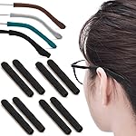 IYOOH 4 Pairs Upgrade Soft Glasses Ear Cushion, Anti Slip Knitting Cotton Eye Glasses Ear Grippers, Comfort Temple Sleeves Tips Eyeglass Ear Pads, Non Slip Eyeglass Grips for Behind the Ear (Black)