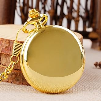 Smooth Pocket Watch Alloy Steel Quartz Roman/Arabic Numerals with 37cm Chain for Father's Day Xmas Best Gifts