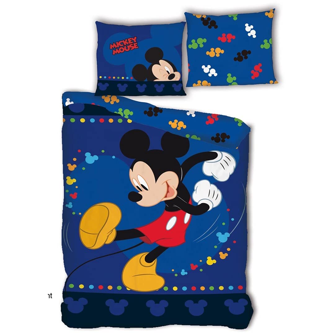 Aymax Beige S.p.r.l. Disney, Juego De Cama (Funda Nórdica De 140 X 200 Cm Y Funda De Almohada De 63 X 63 Cm), Disney De Mickey Mouse