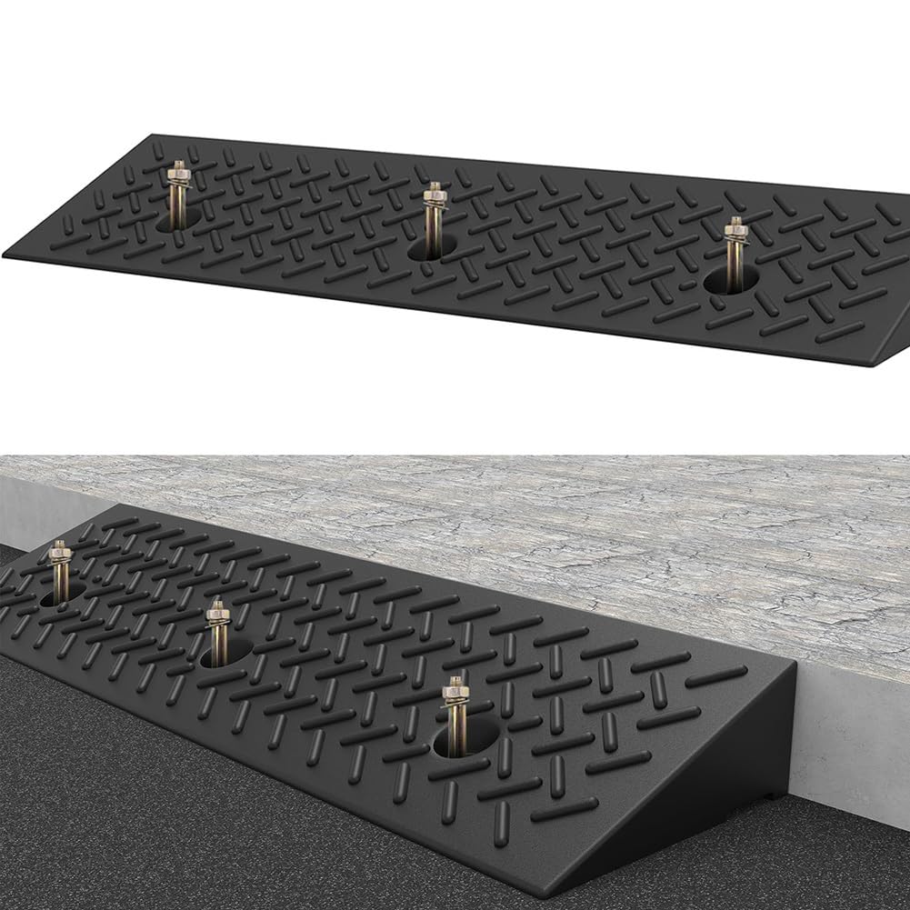 Rampas de Bordillo, Rampas de Goma de 4-7 cm de Altura, Rampas de Umbral de Entrada Portátiles, Rampas para Automóviles, Rampas para Motocicletas, Rampas para Escalones(100x25x4cm)