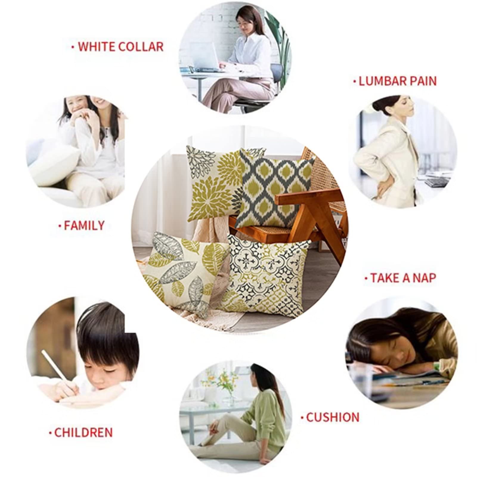 Set di 4 federe quadrate per cuscini da divano, 45 x 45 cm, con stampa su entrambi i lati, grandi, per esterni, giardino, impermeabili, per letto, soggiorno, ufficio, auto, decorazione per la casa,