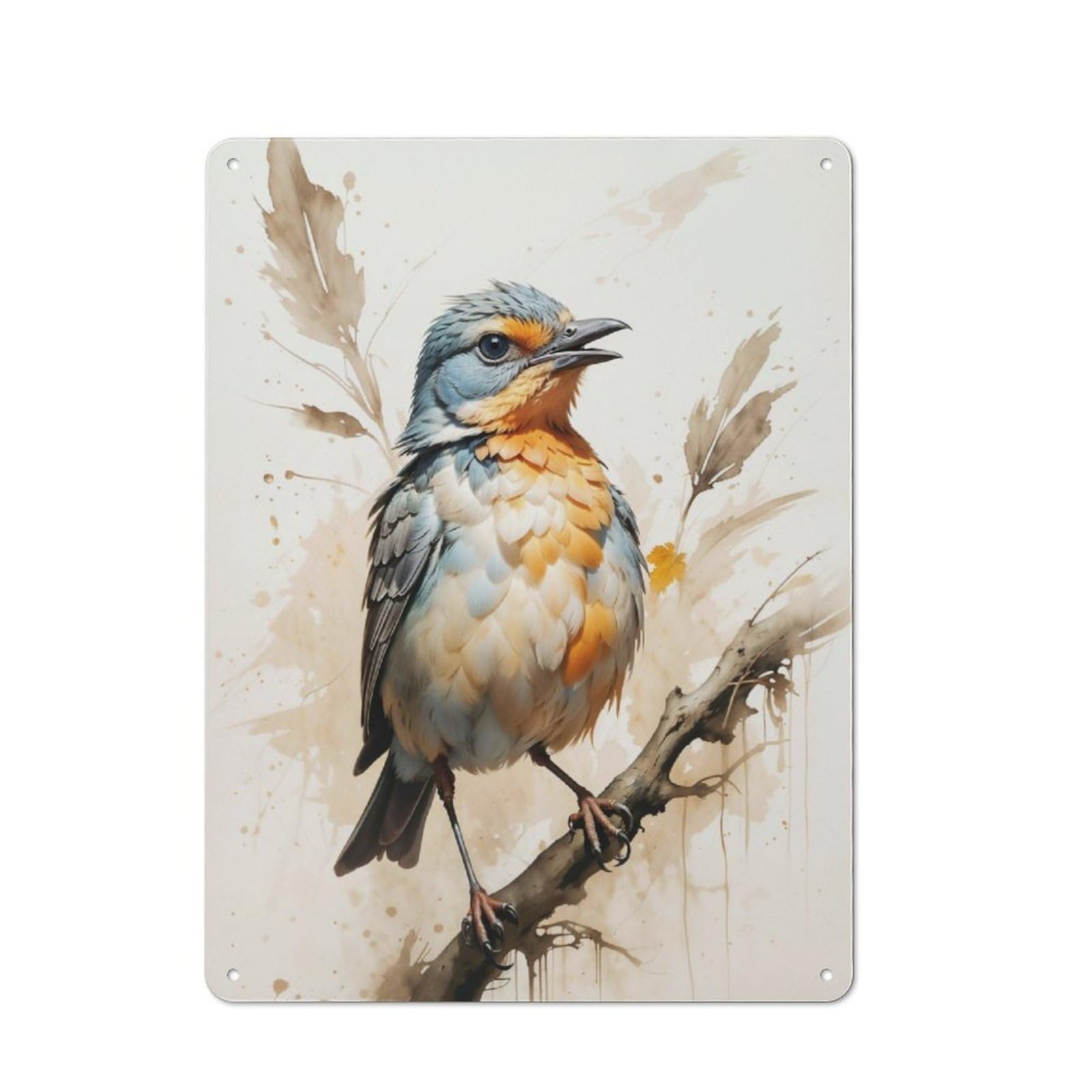 Junmoney Serene Songbird Metal Plaque 40X30cm With For Home Bar Wall, Retro Decor, For Garage, Workshop And Man Cave Decoration